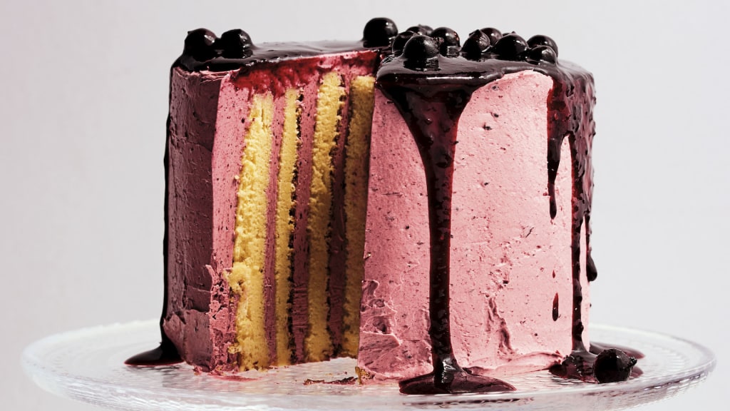 Lemon Berry Stripe Cake