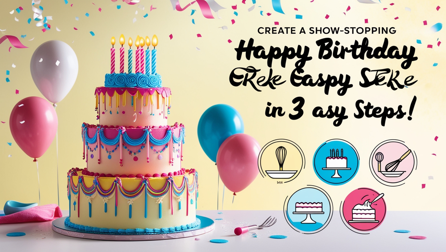 Birthday cake 3 steps - Create a Show-Stopping Happy Birthday Cake in 3 Easy Steps!