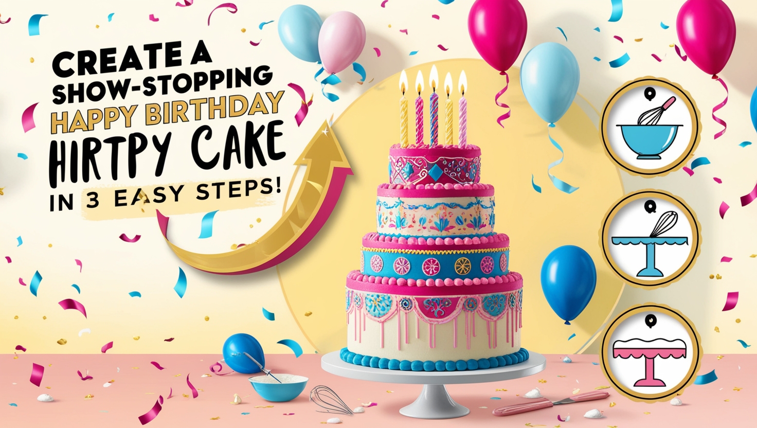 Birthday cake 3 steps - Create a Show-Stopping Happy Birthday Cake in 3 Easy Steps!